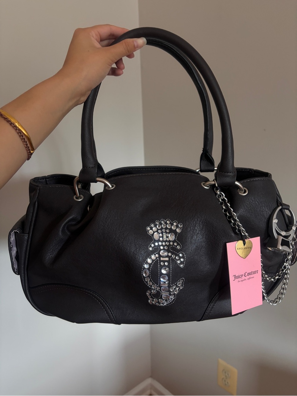 Juicy Couture Black Crystal Bling Shoulder Bag Purse